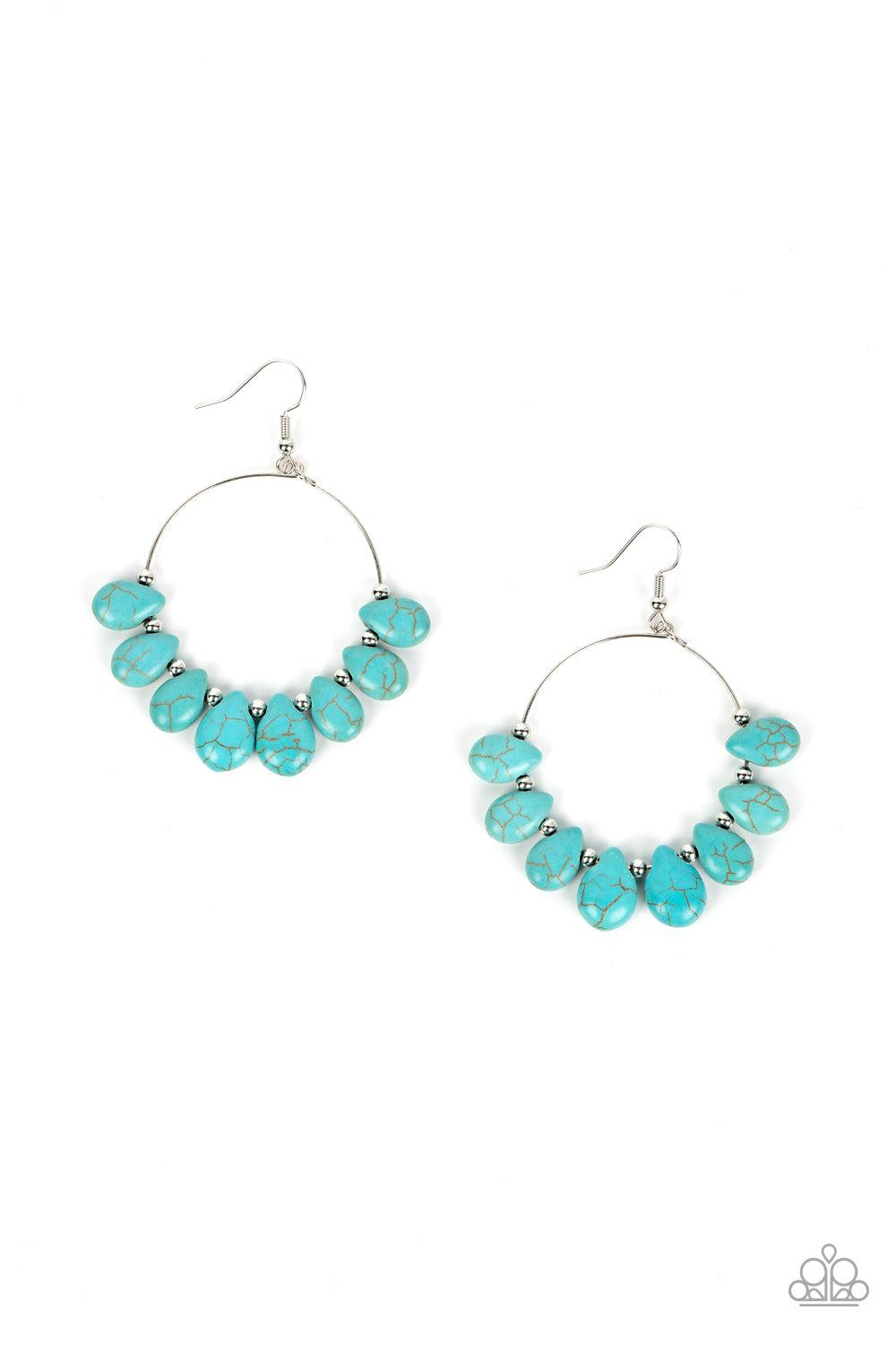 Canyon Quarry Turquoise Blue Stone Earrings - Paparazzi Accessories- lightbox - CarasShop.com - Paparazzi Jewelry by Cara Jewels