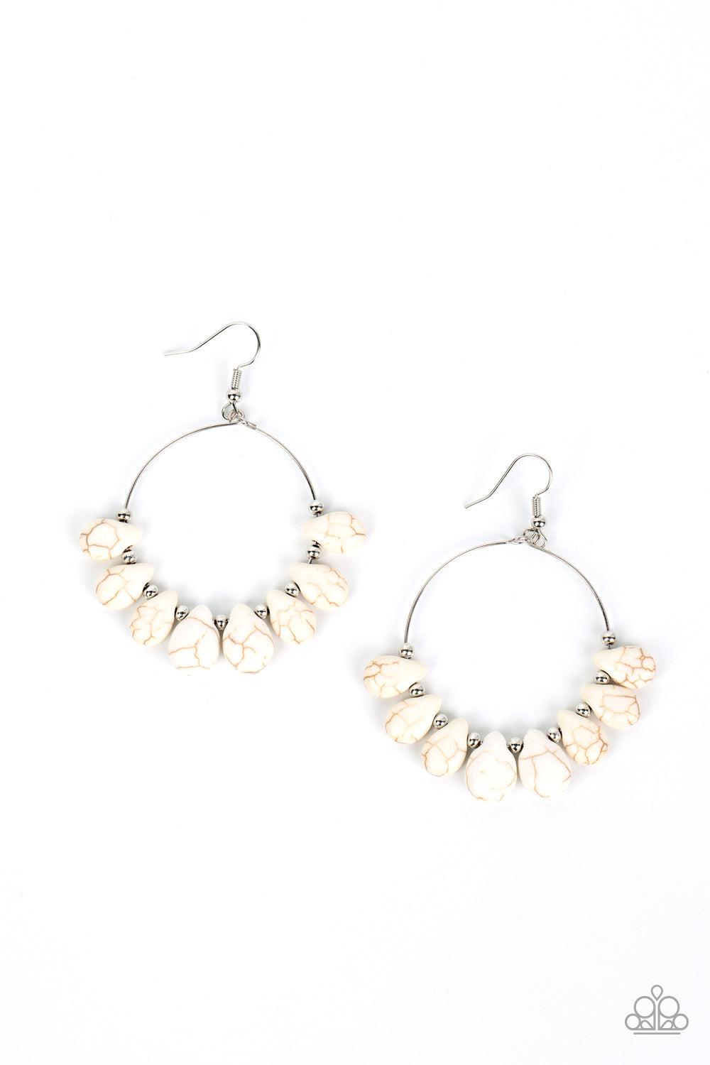 Canyon Quarry White Stone Earrings - Paparazzi Accessories- lightbox - CarasShop.com - Paparazzi Jewelry by Cara Jewels