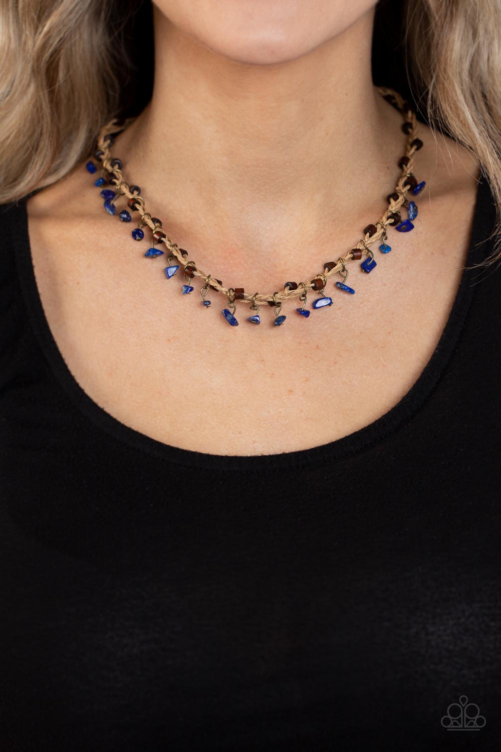 Canyon Voyage Blue Lapis Stone Urban Necklace - Paparazzi Accessories- on model - CarasShop.com - Paparazzi Jewelry by Cara Jewels