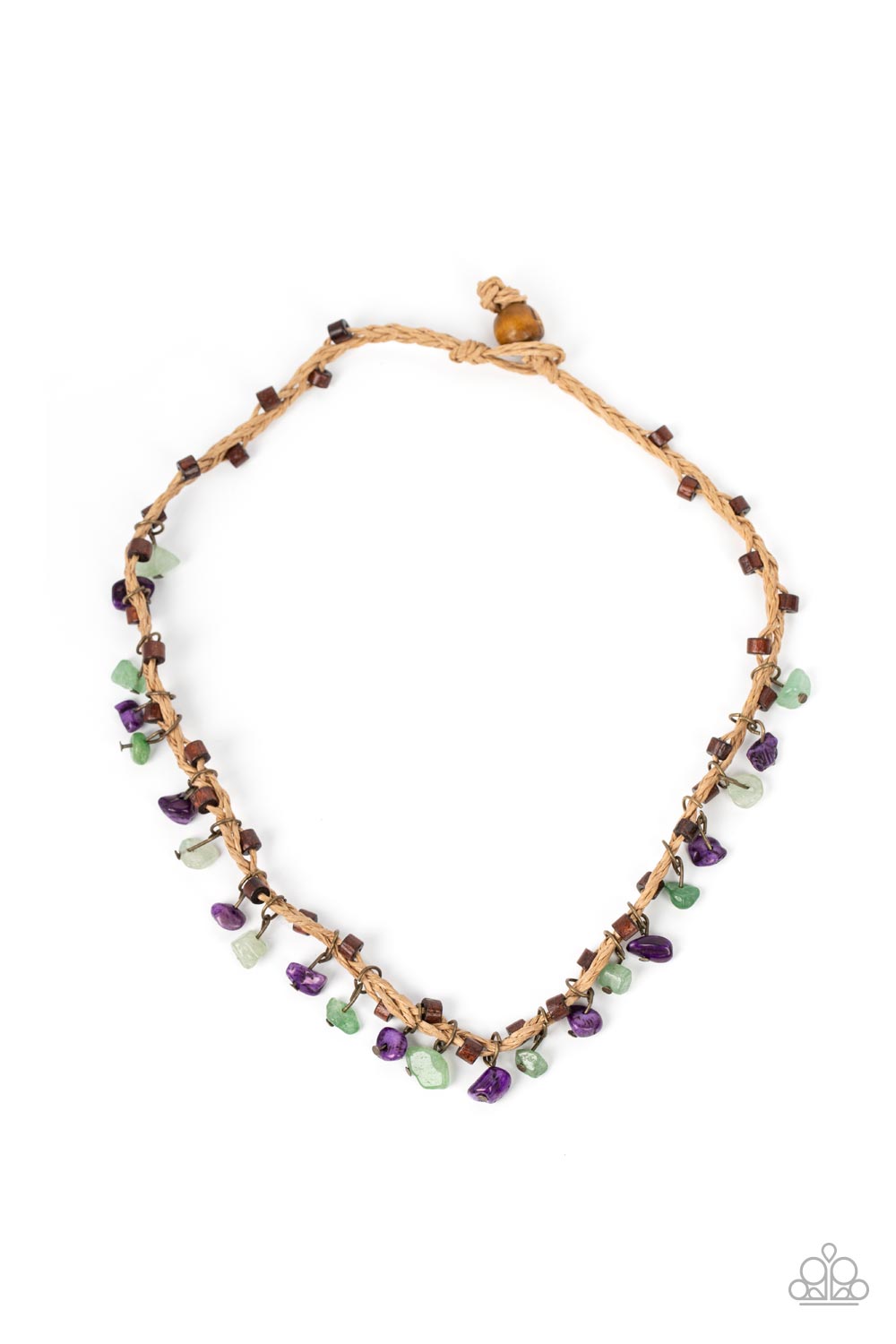 Canyon Voyage Multi Jade & Amethyst Urban Necklace - Paparazzi Accessories- lightbox - CarasShop.com - Paparazzi Jewelry by Cara Jewels