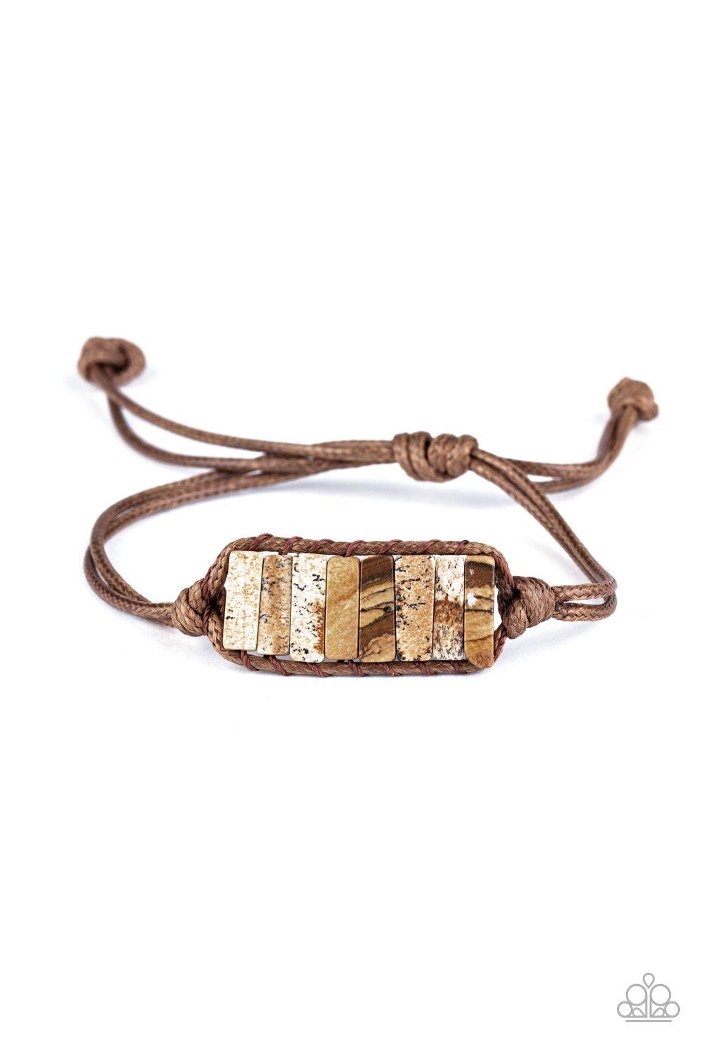 Canyon Warrior Brown Stone Urban Knot Bracelet - Paparazzi Accessories- lightbox - CarasShop.com - Paparazzi Jewelry by Cara Jewels