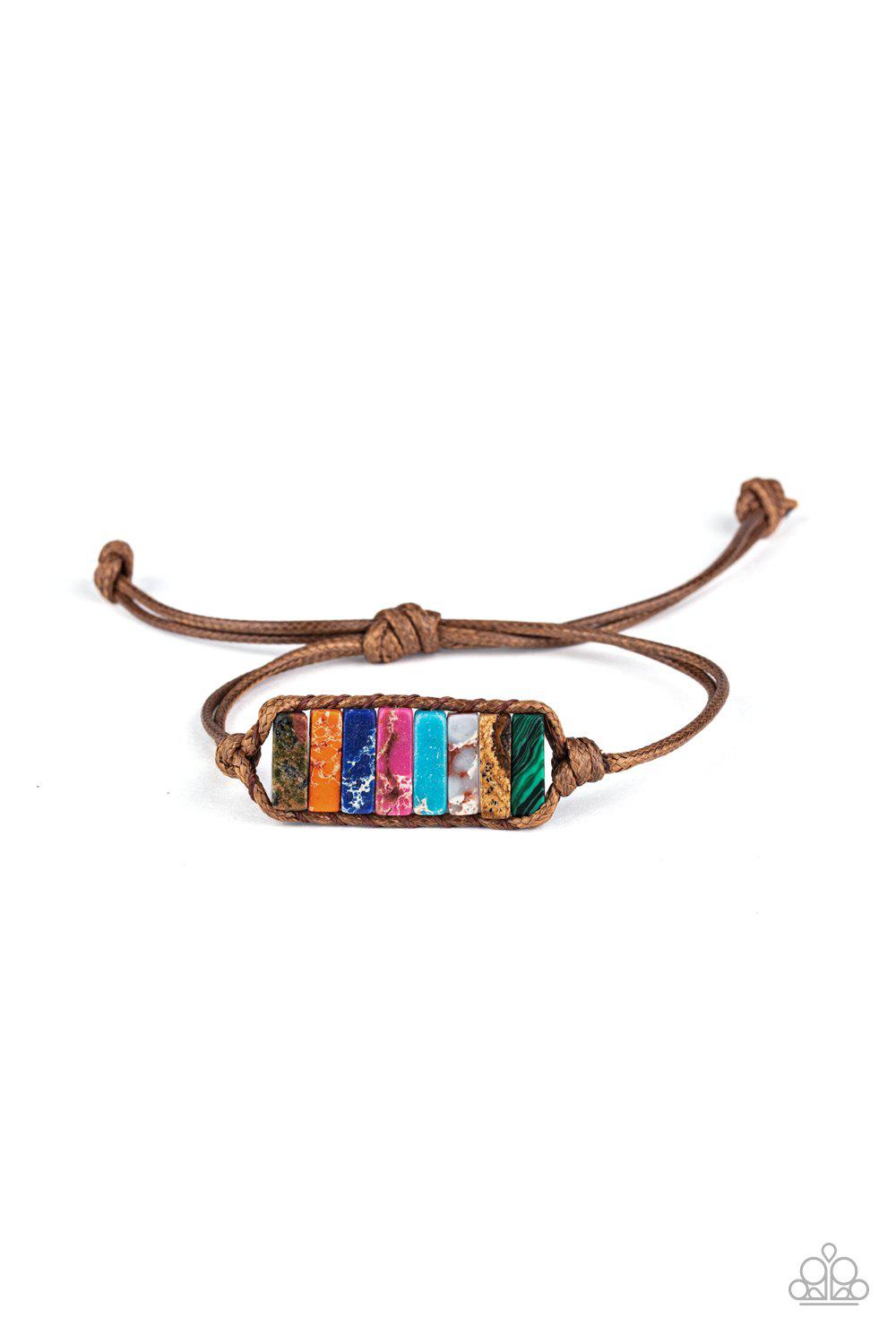 Canyon Warrior Multi-color Stone Urban Knot Bracelet - Paparazzi Accessories- lightbox - CarasShop.com - Paparazzi Jewelry by Cara Jewels