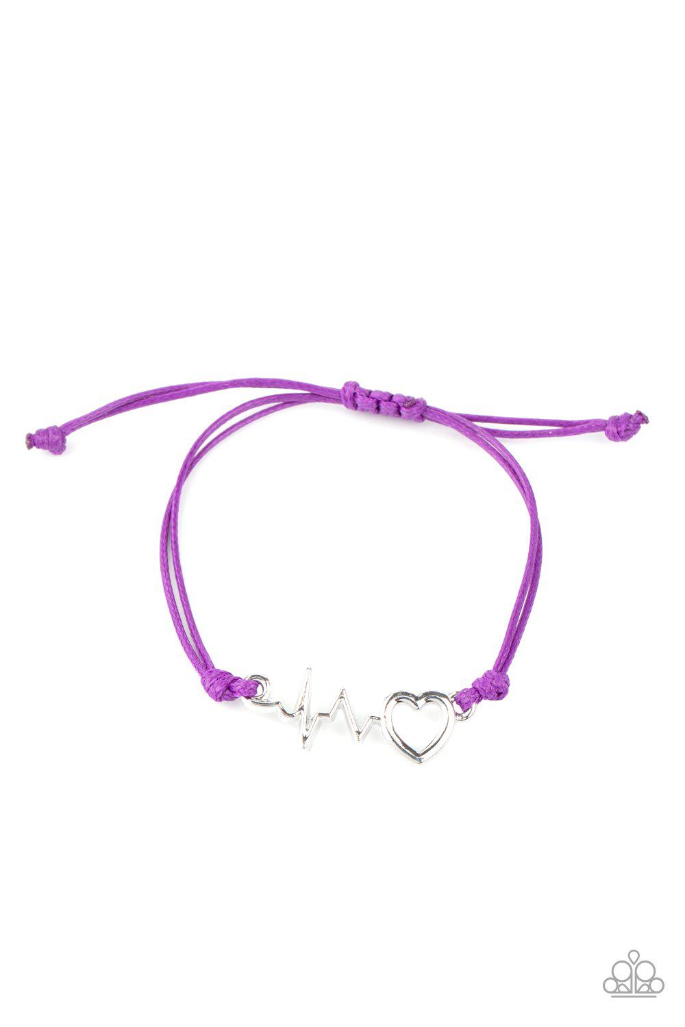 Cardiac Couture Purple and Silver Heartbeat Urban Bracelet - Paparazzi Accessories- lightbox - CarasShop.com - Paparazzi Jewelry by Cara Jewels