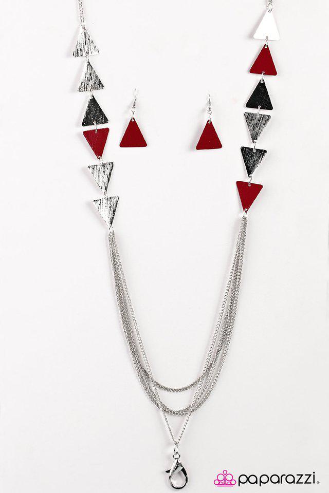 Career Woman Red Lanyard Necklace - Paparazzi Accessories- lightbox - CarasShop.com - Paparazzi Jewelry by Cara Jewels