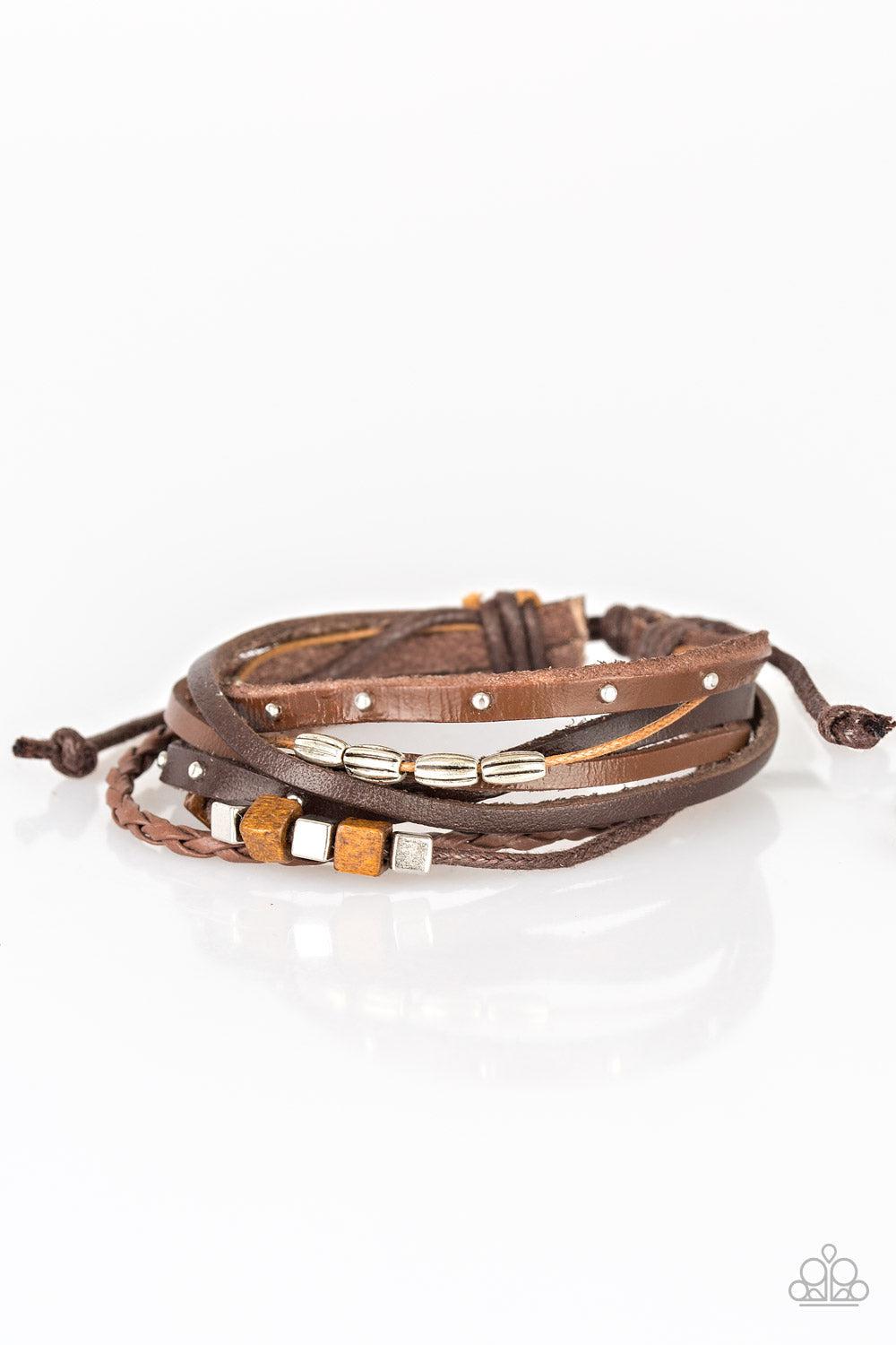 Carefree Camper Brown Urban Bracelet - Paparazzi Accessories- lightbox - CarasShop.com - Paparazzi Jewelry by Cara Jewels