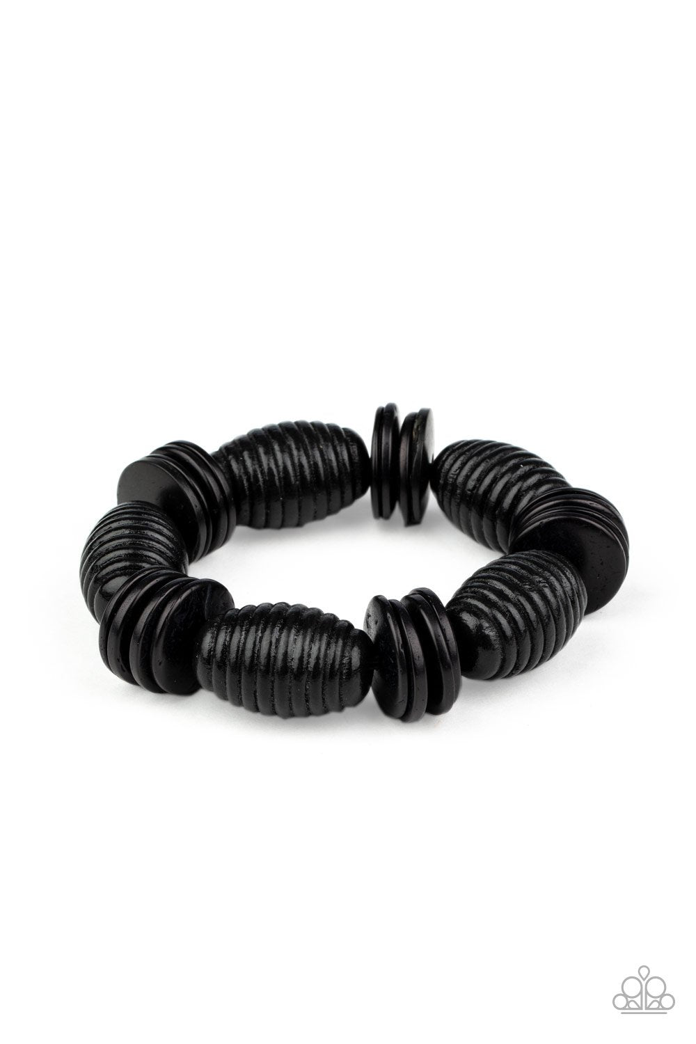 Caribbean Castaway Black Wood Bracelet - Paparazzi Accessories- lightbox - CarasShop.com - Paparazzi Jewelry by Cara Jewels