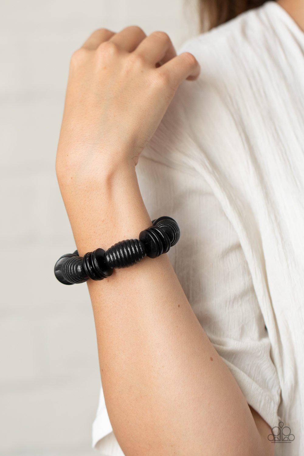 Caribbean Castaway Black Wood Bracelet - Paparazzi Accessories- lightbox - CarasShop.com - Paparazzi Jewelry by Cara Jewels