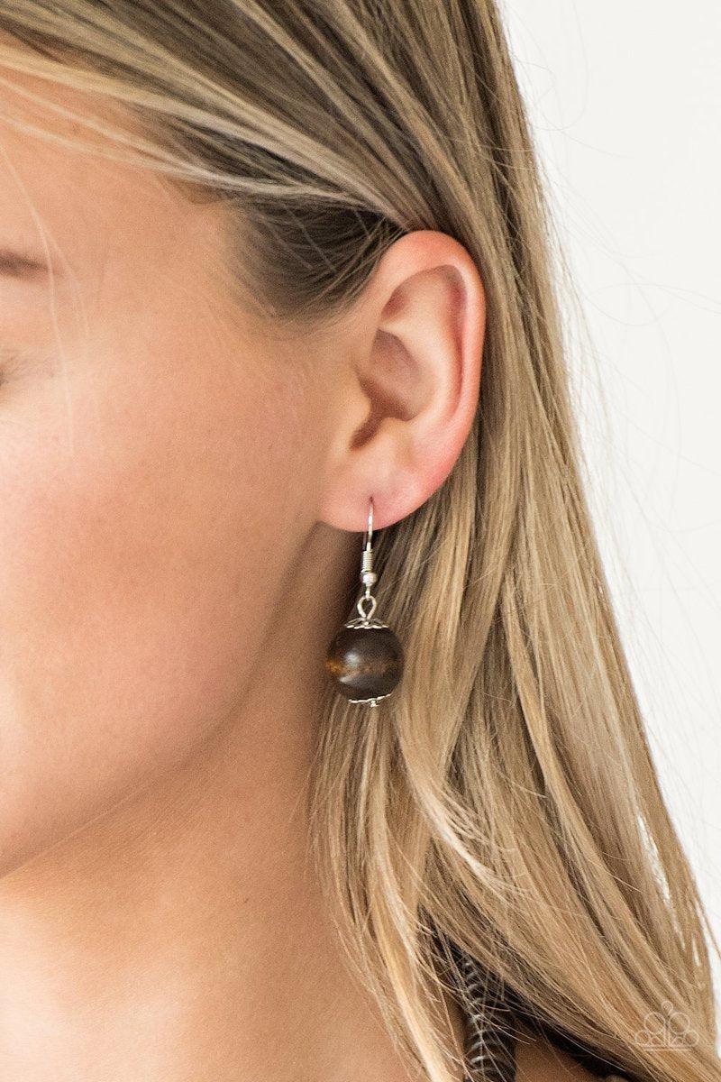 Caribbean Cover Girl Multi Brown, Pink and Blue Wood Necklace - Paparazzi Accessories - free matching earrings -CarasShop.com - Paparazzi Jewelry by Cara Jewels