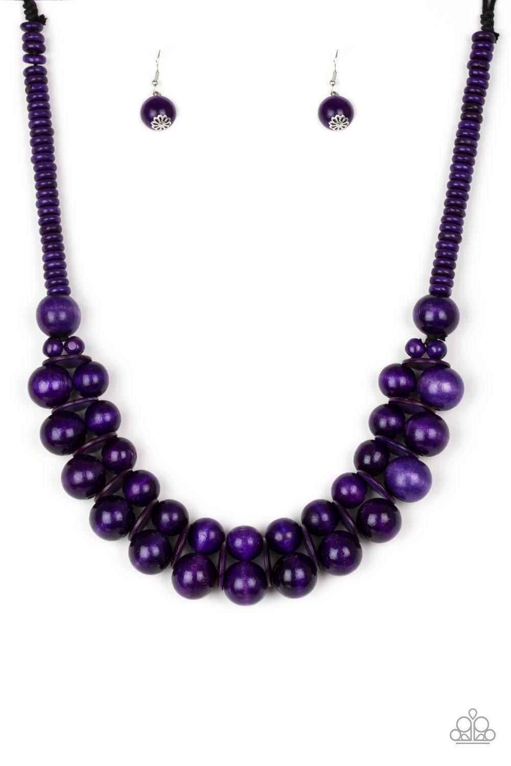 Caribbean Cover Girl Purple Wood Necklace - Paparazzi Accessories- lightbox - CarasShop.com - Paparazzi Jewelry by Cara Jewels