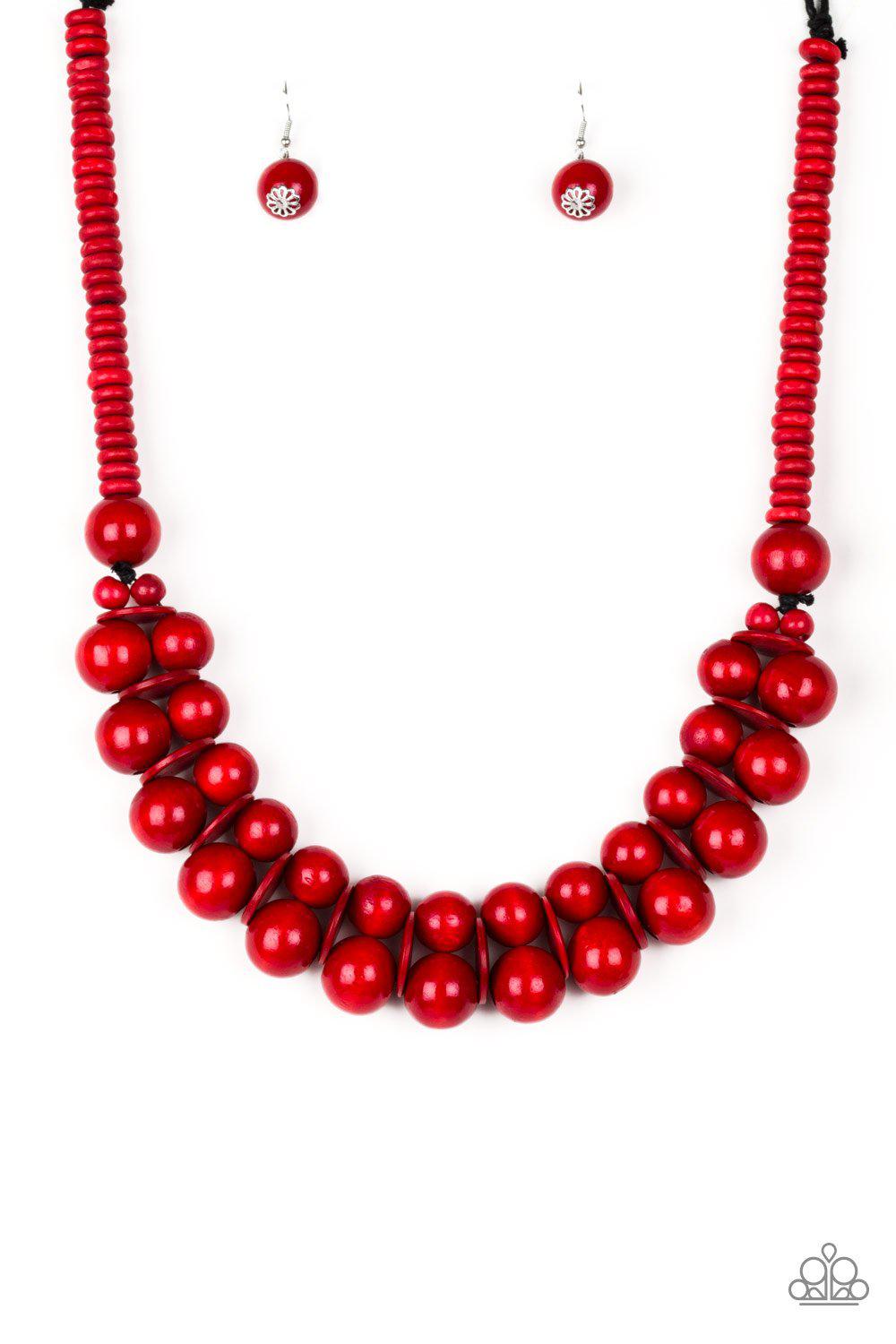 Caribbean Cover Girl Red Wood Necklace - Paparazzi Accessories- lightbox - CarasShop.com - Paparazzi Jewelry by Cara Jewels