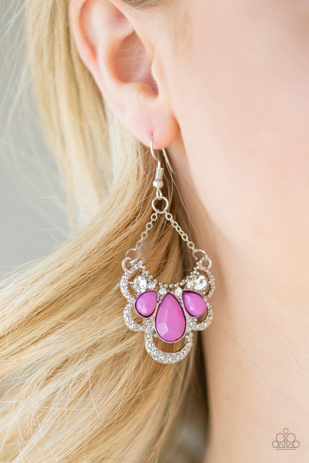 Caribbean Royalty Purple Earrings - Paparazzi Accessories- lightbox - CarasShop.com - Paparazzi Jewelry by Cara Jewels