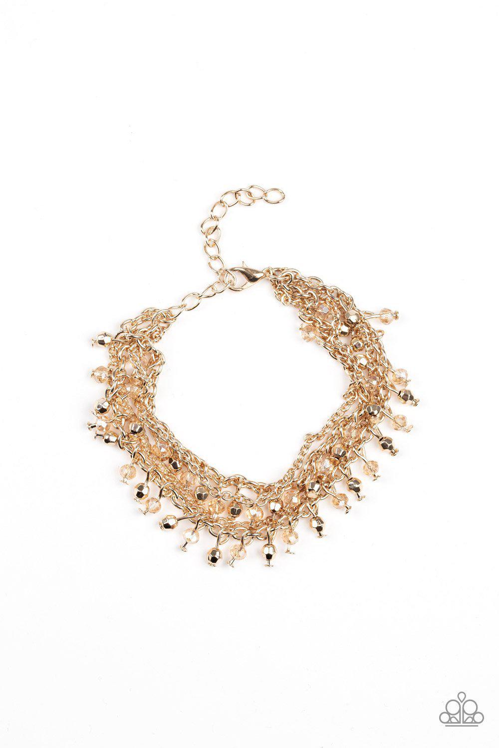 Cash Confidence Gold and White Bracelet - Paparazzi Accessories- lightbox - CarasShop.com - Paparazzi Jewelry by Cara Jewels