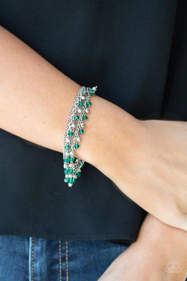 Cash Confidence Green Bracelet - Paparazzi Accessories- on model - CarasShop.com - Paparazzi Jewelry by Cara Jewels