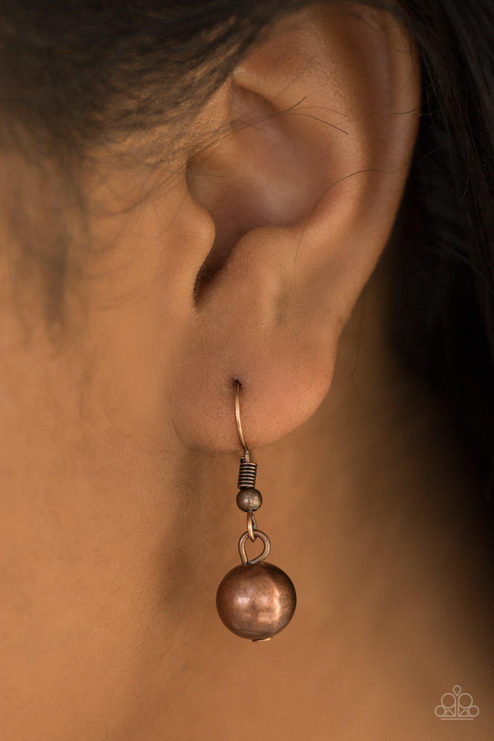 Cast Away Treasure Copper Necklace - Paparazzi Accessories - free matching earrings -CarasShop.com - Paparazzi Jewelry by Cara Jewels