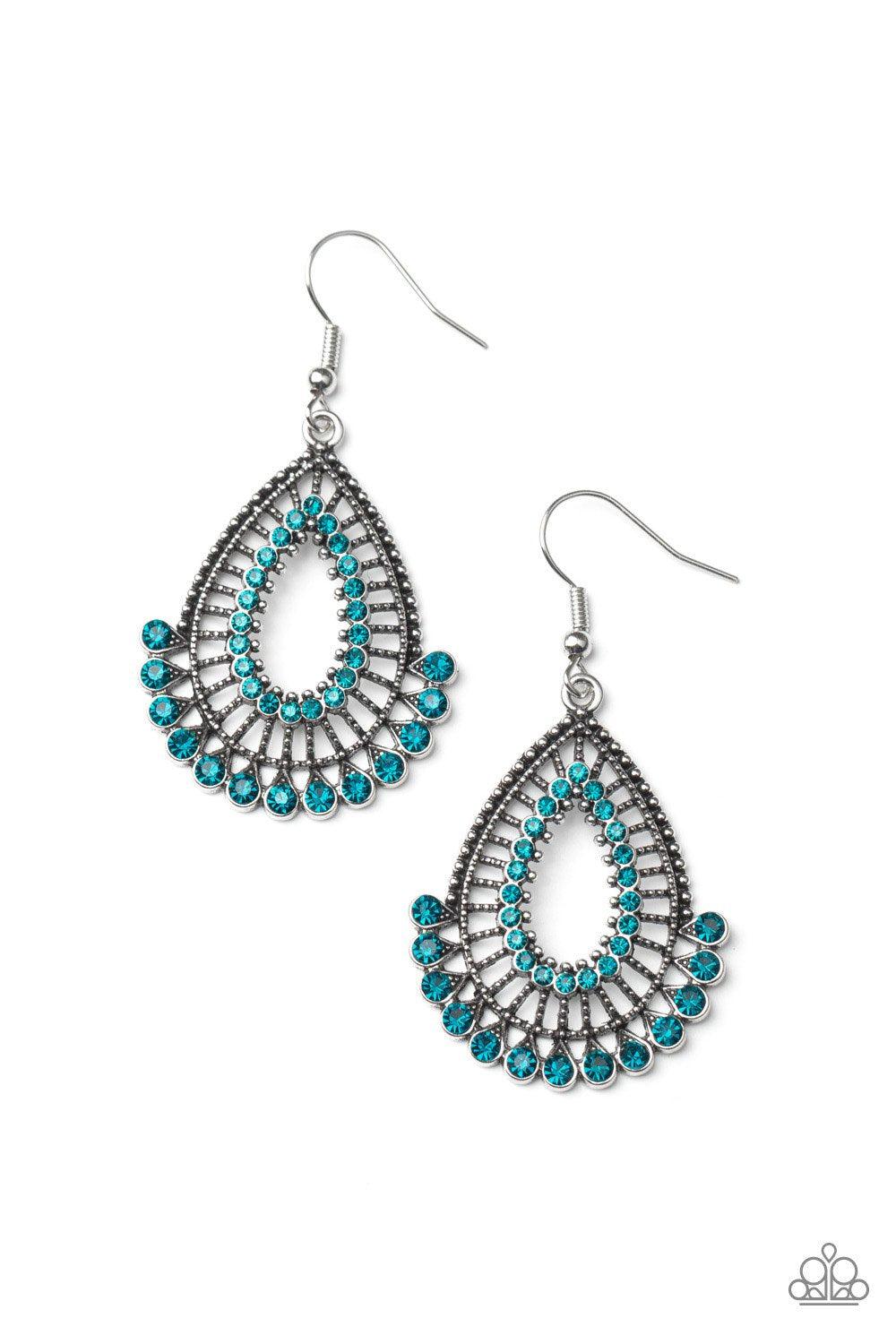 Castle Collection Blue Rhinestone Earrings - Paparazzi Accessories- lightbox - CarasShop.com - Paparazzi Jewelry by Cara Jewels