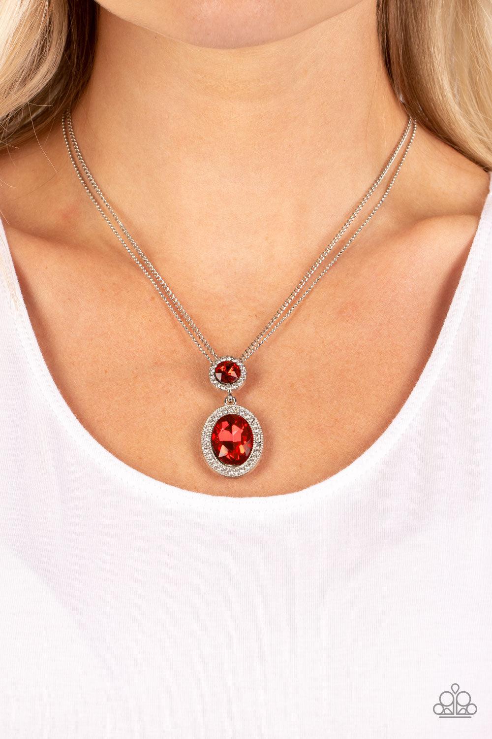 Castle Diamonds Red Rhinestone Necklace - Paparazzi Accessories- lightbox - CarasShop.com - Paparazzi Jewelry by Cara Jewels