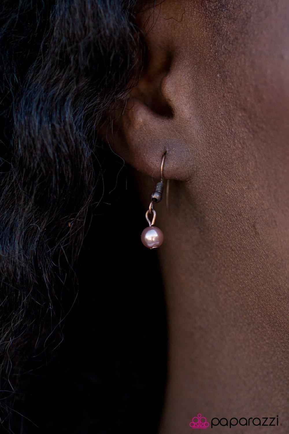 Casual Shine Copper Necklace - Paparazzi Accessories - free matching earrings -CarasShop.com - Paparazzi Jewelry by Cara Jewels