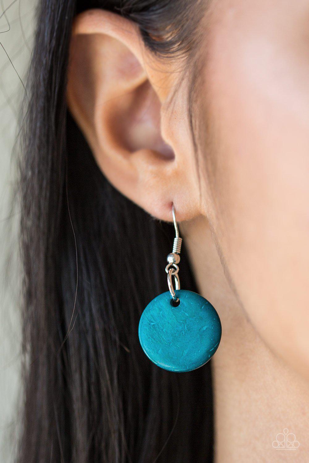 Catalina Coastin' Blue Wood Necklace - Paparazzi Accessories - free matching earrings -CarasShop.com - Paparazzi Jewelry by Cara Jewels