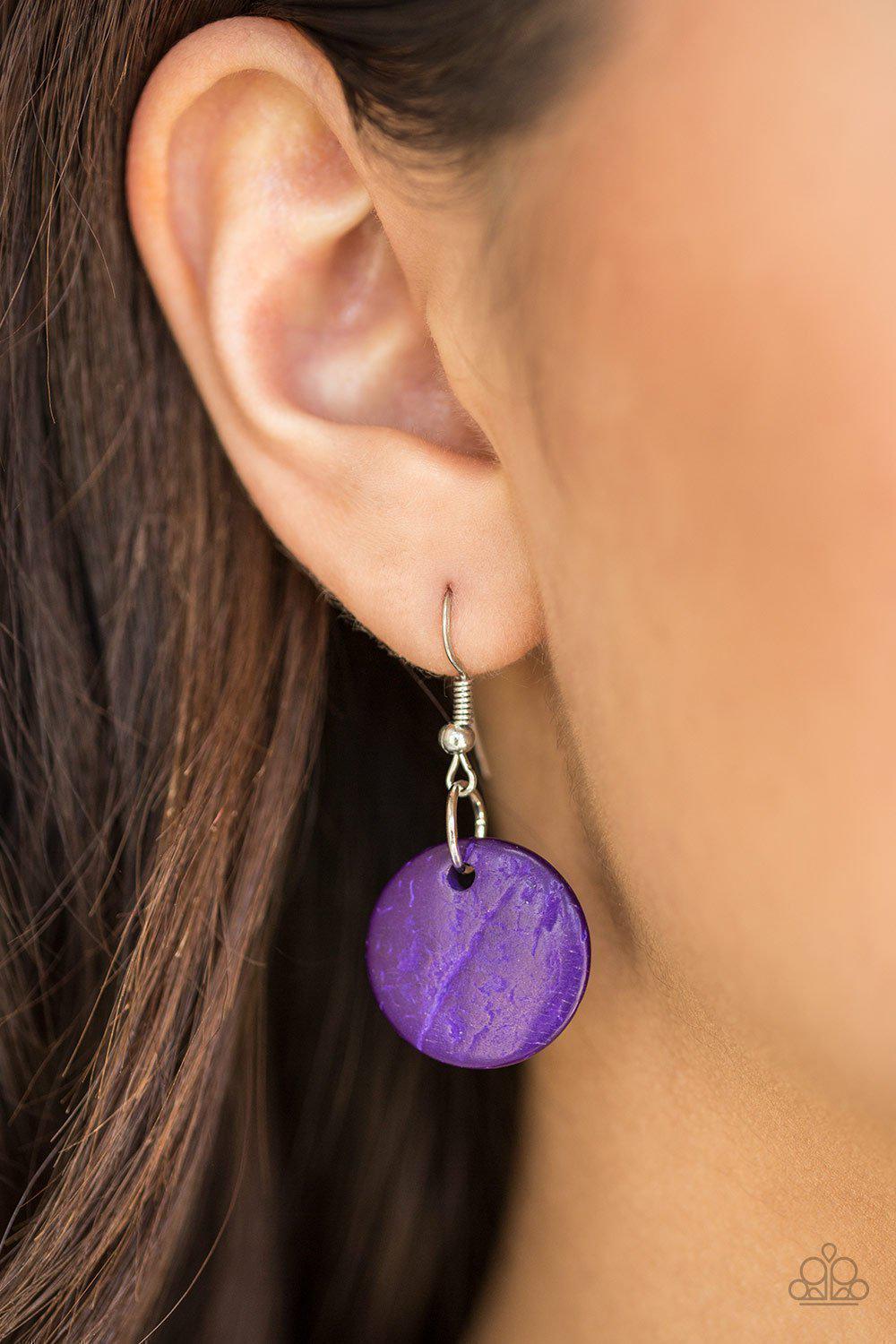 Catalina Coastin' Purple Wood Necklace - Paparazzi Accessories - free matching earrings -CarasShop.com - Paparazzi Jewelry by Cara Jewels