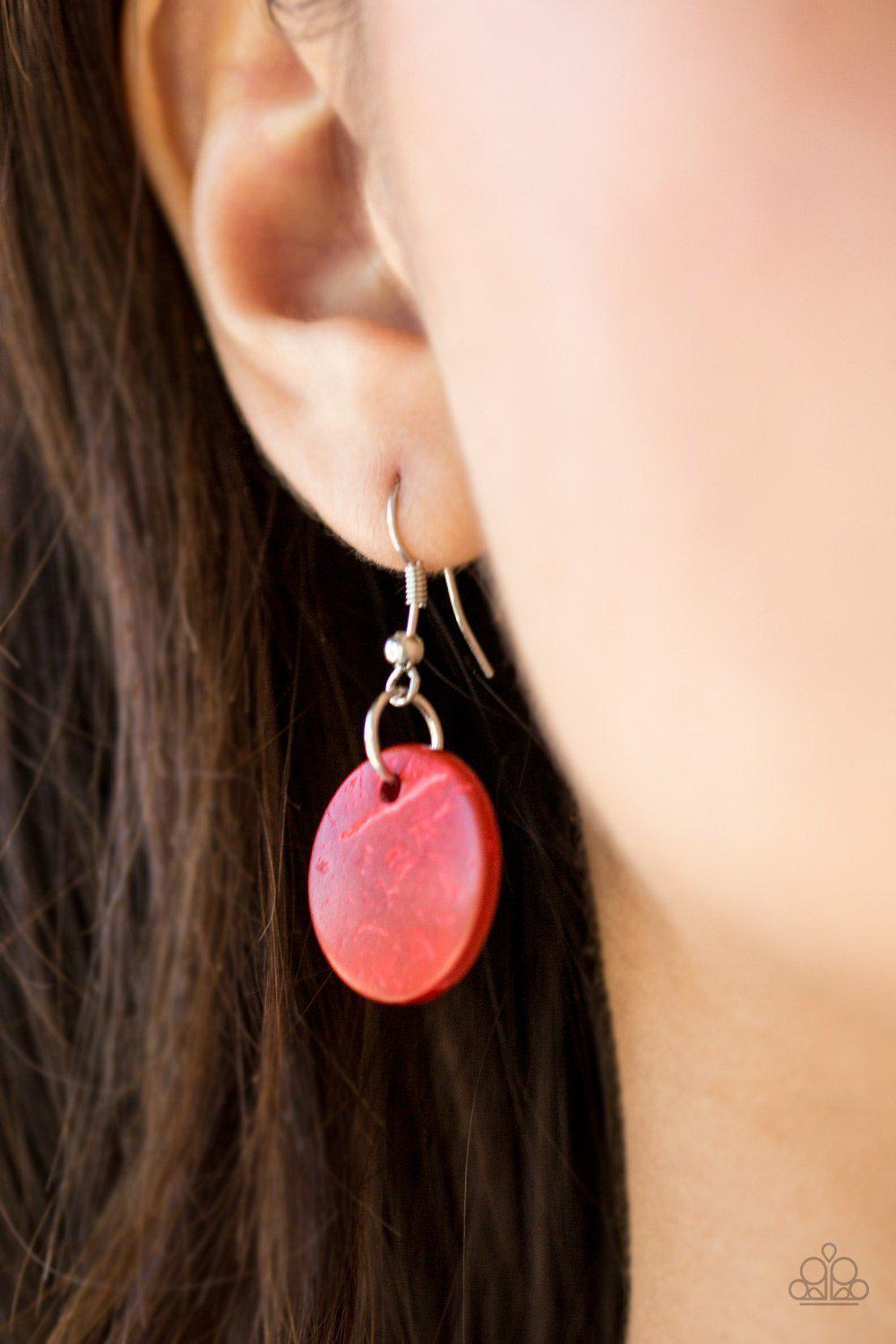 Catalina Coastin' Red Wood Necklace - Paparazzi Accessories - free matching earrings -CarasShop.com - Paparazzi Jewelry by Cara Jewels