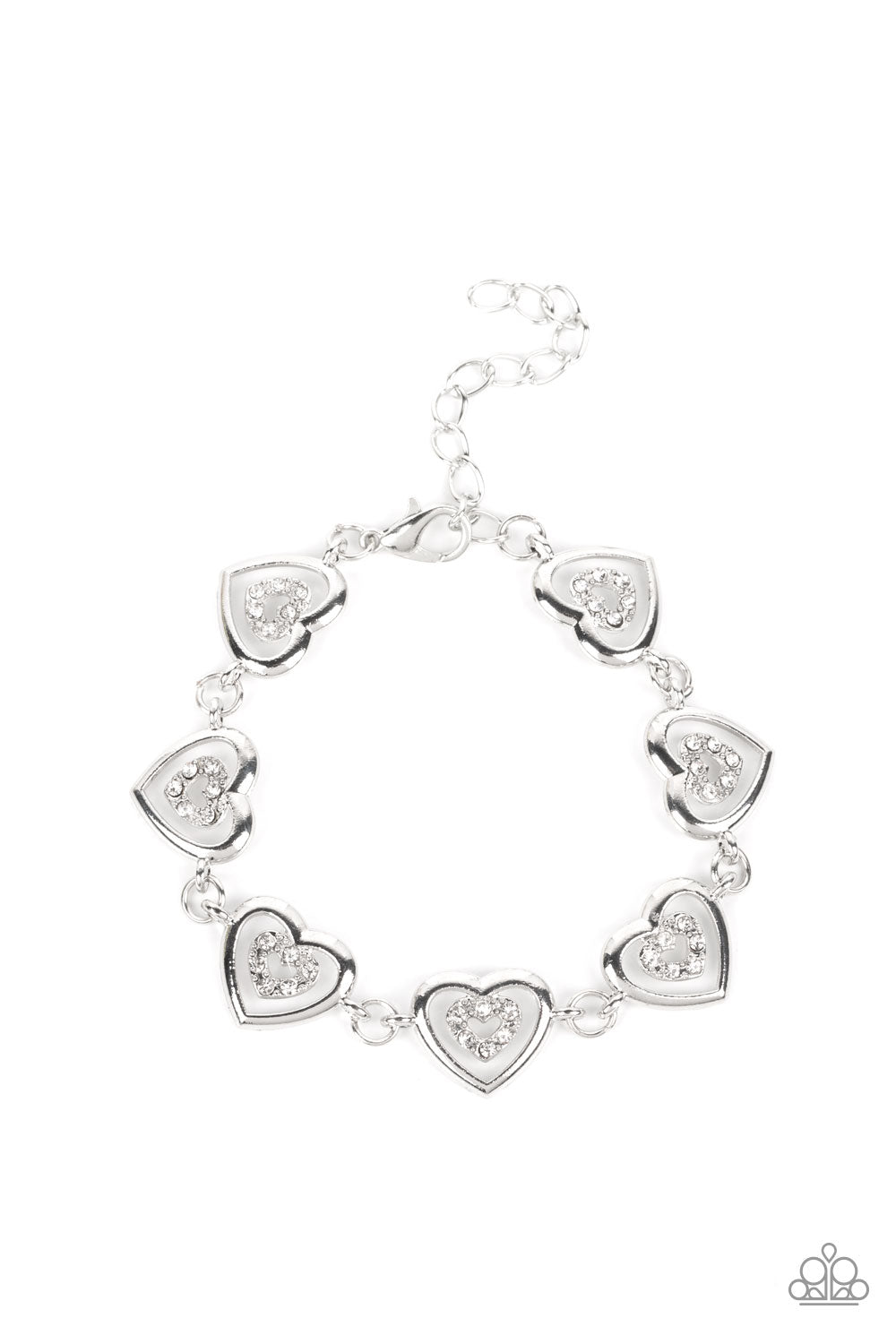 Catching Feelings White Heart Charm Bracelet - Paparazzi Accessories- lightbox - CarasShop.com - Paparazzi Jewelry by Cara Jewels