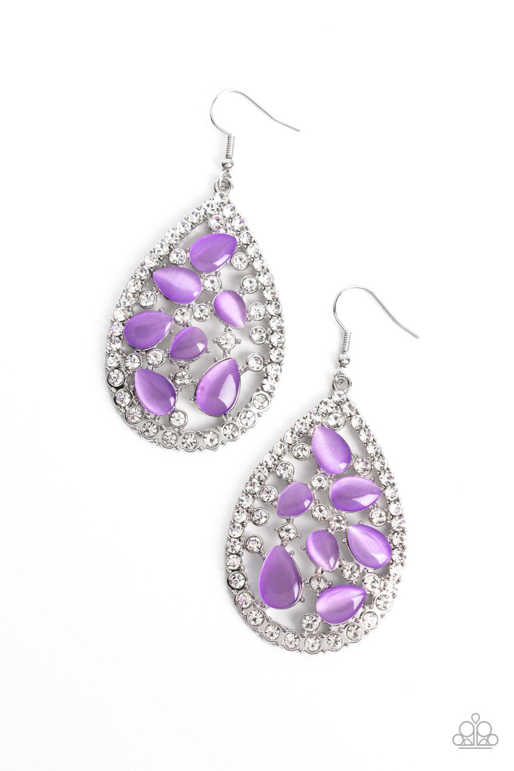 Cats Eye Class Purple Earrings - Paparazzi Accessories- lightbox - CarasShop.com - Paparazzi Jewelry by Cara Jewels