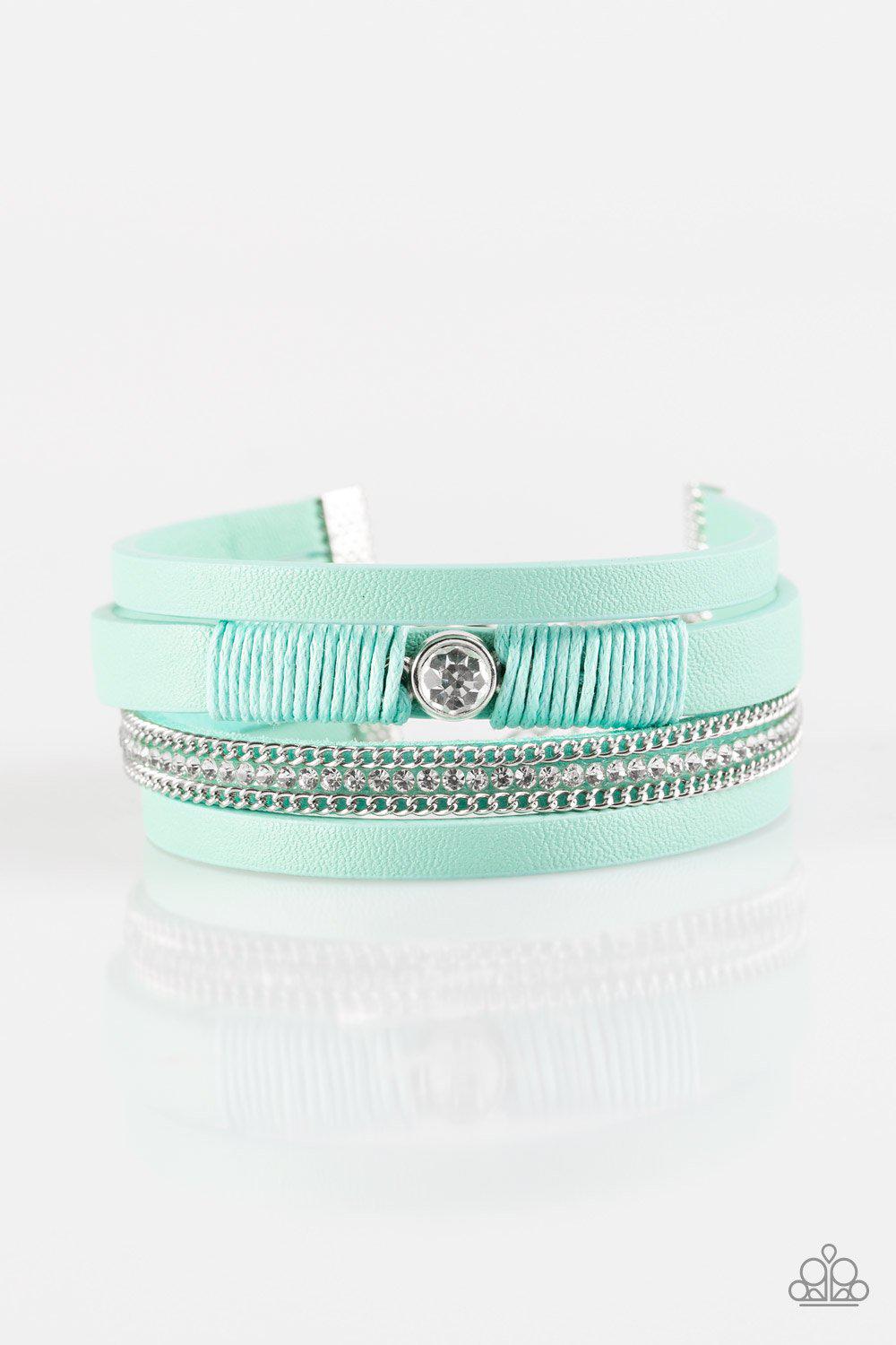 Catwalk Craze Green Leather Urban Bracelet - Paparazzi Accessories- lightbox - CarasShop.com - Paparazzi Jewelry by Cara Jewels