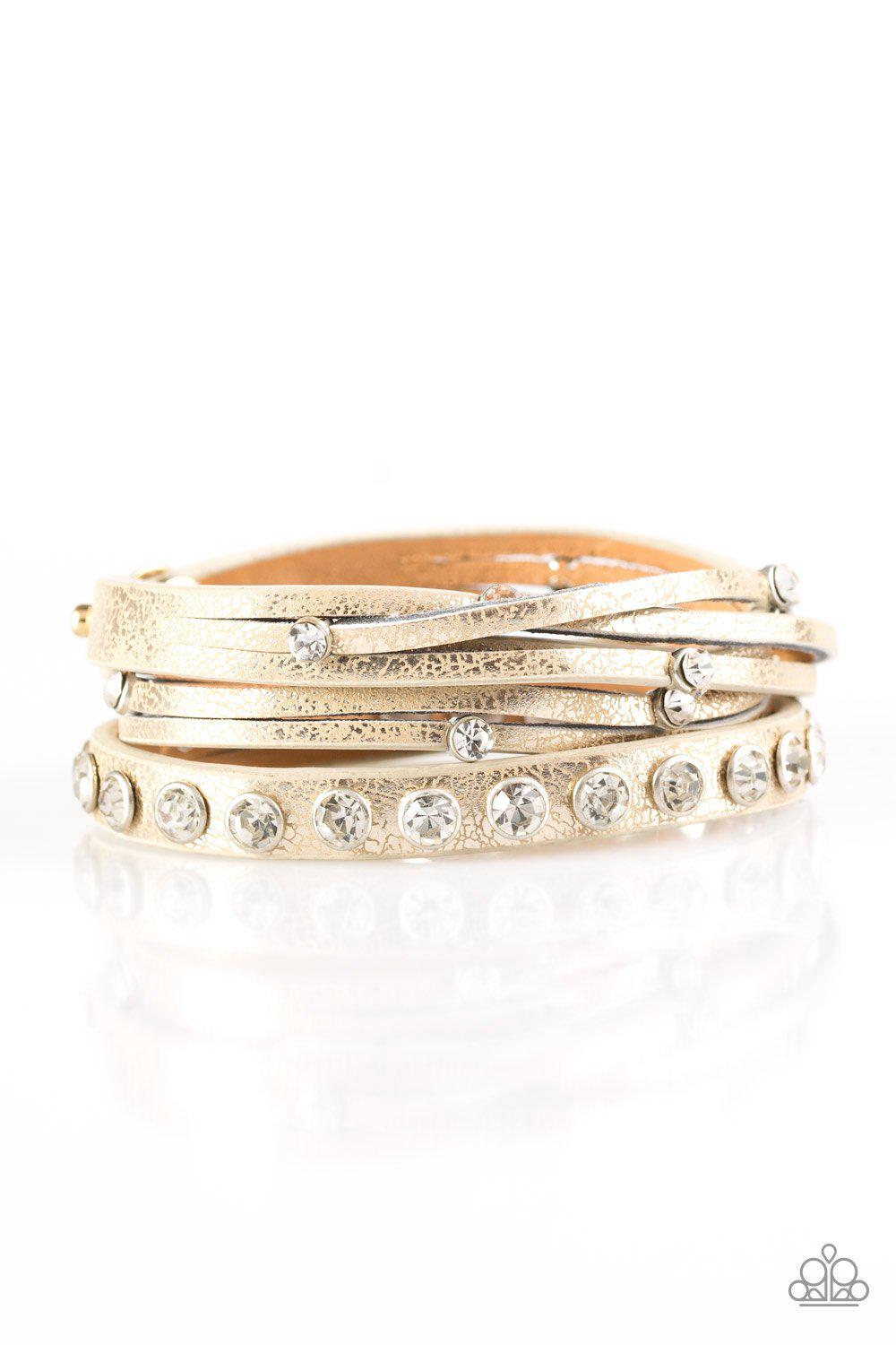 CATWALK It Off Gold Urban Wrap Snap Bracelet - Paparazzi Accessories- lightbox - CarasShop.com - Paparazzi Jewelry by Cara Jewels