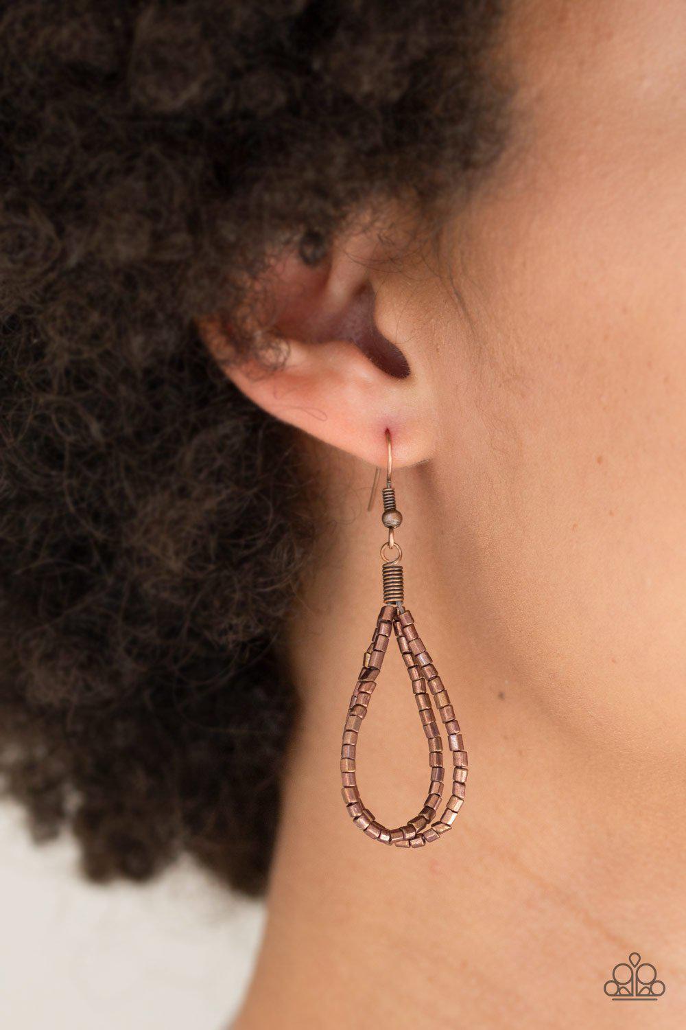 Catwalk Queen Copper Seed Bead Necklace - Paparazzi Accessories - free matching earrings -CarasShop.com - Paparazzi Jewelry by Cara Jewels