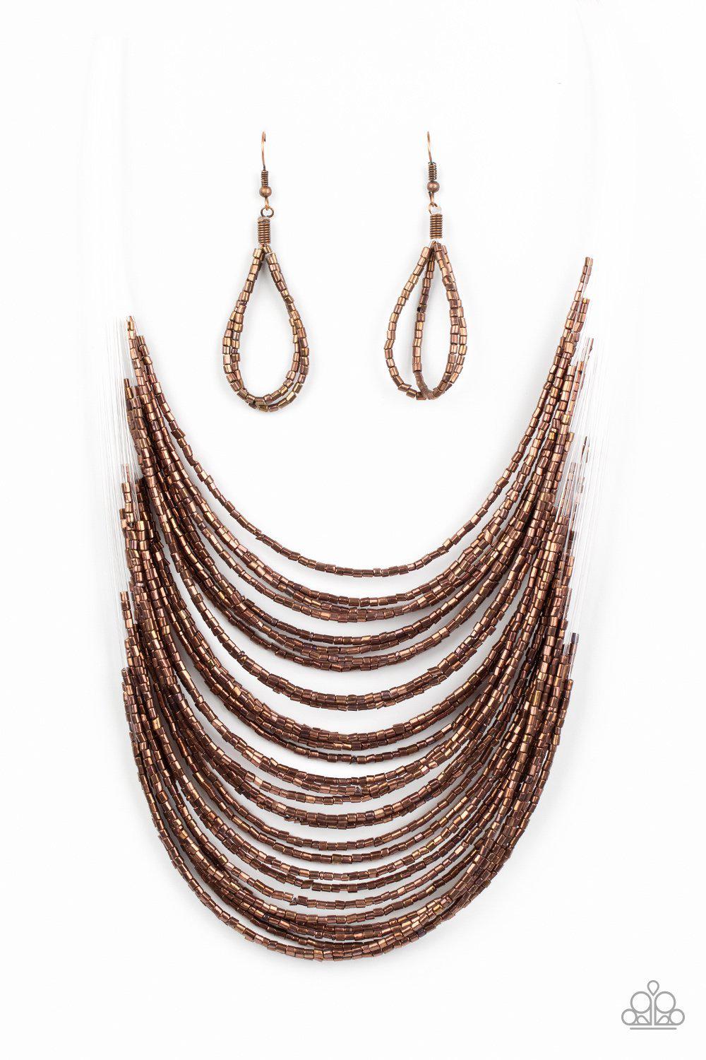 Catwalk Queen Copper Seed Bead Necklace - Paparazzi Accessories- lightbox - CarasShop.com - Paparazzi Jewelry by Cara Jewels