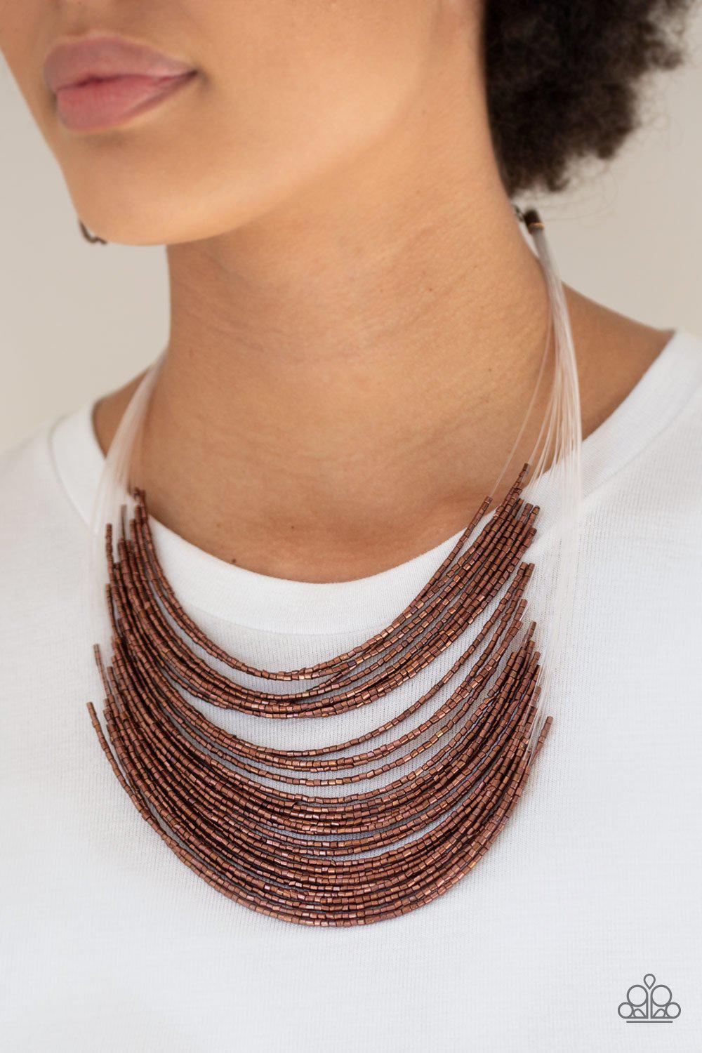 Catwalk Queen Copper Seed Bead Necklace - Paparazzi Accessories- lightbox - CarasShop.com - Paparazzi Jewelry by Cara Jewels