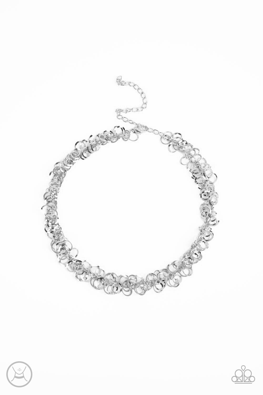 Cause a Commotion Silver Choker Necklace - Paparazzi Accessories- lightbox - CarasShop.com - Paparazzi Jewelry by Cara Jewels