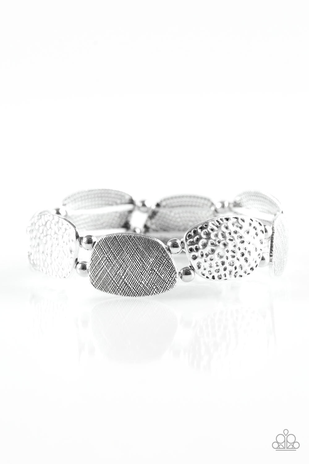 Cave Chic Silver Stretch Bracelet - Paparazzi Accessories- lightbox - CarasShop.com - Paparazzi Jewelry by Cara Jewels