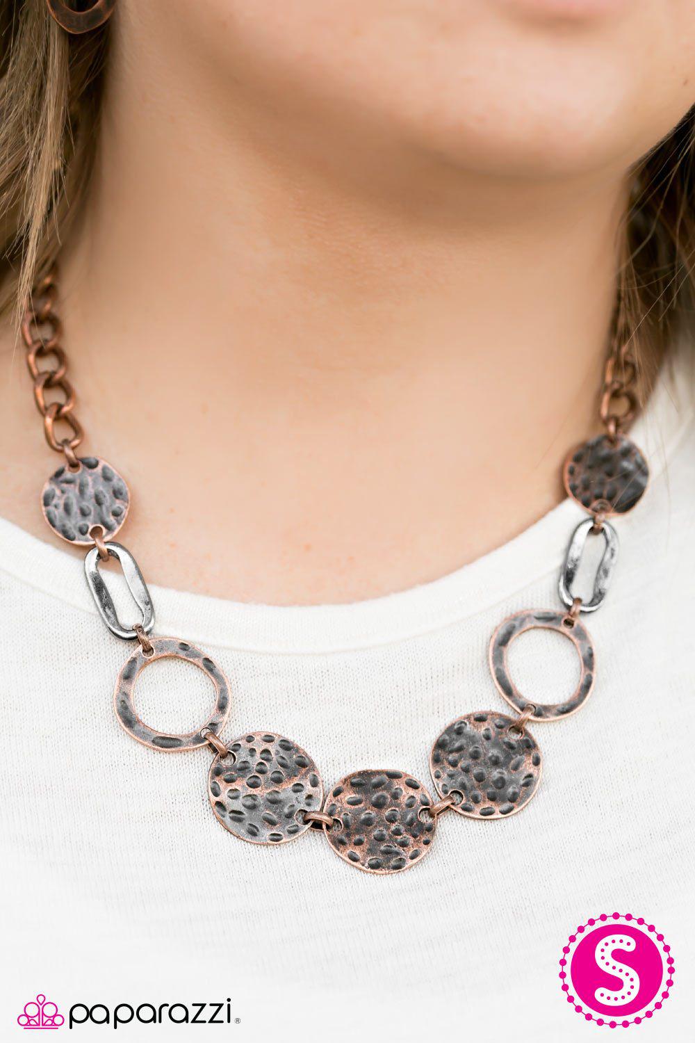 Cave Craze Copper Necklace - Paparazzi Accessories- on model - CarasShop.com - Paparazzi Jewelry by Cara Jewels