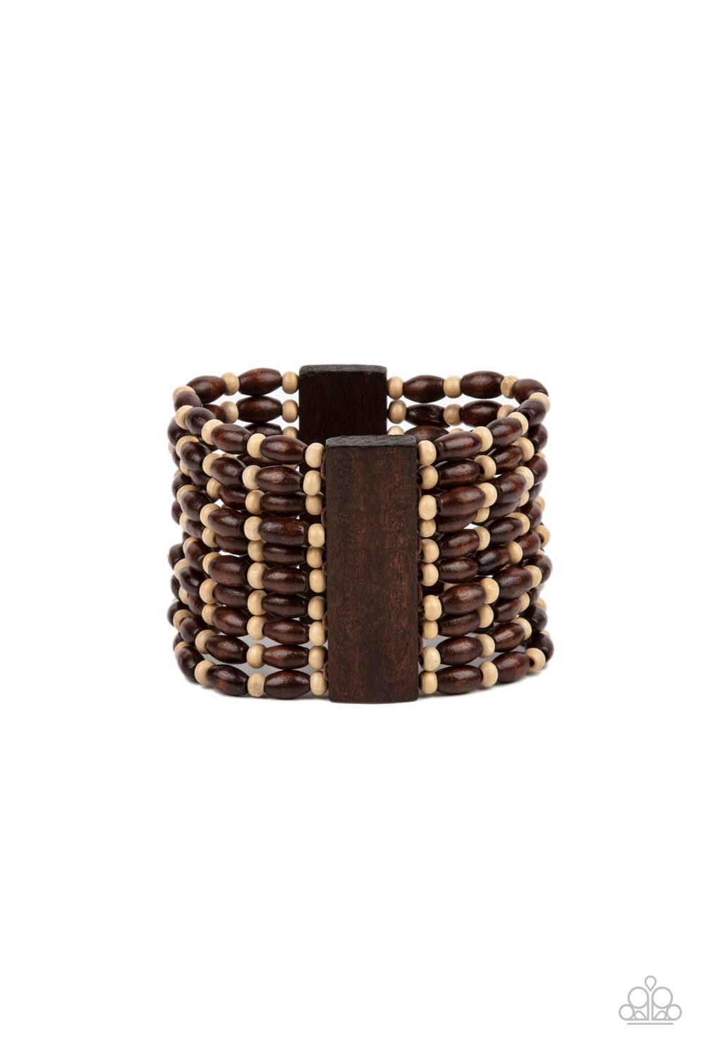 Cayman Carnival Brown Wood Bracelet - Paparazzi Accessories- lightbox - CarasShop.com - Paparazzi Jewelry by Cara Jewels