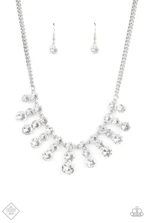 Celebrity Couture White Rhinestone Necklace - Paparazzi Accessories- lightbox - CarasShop.com - Paparazzi Jewelry by Cara Jewels