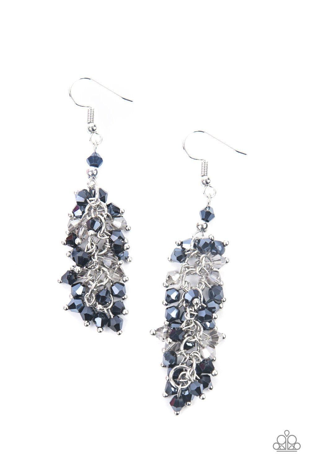 Celestial Chandeliers Blue Iridescent Earrings - Paparazzi Accessories- lightbox - CarasShop.com - Paparazzi Jewelry by Cara Jewels