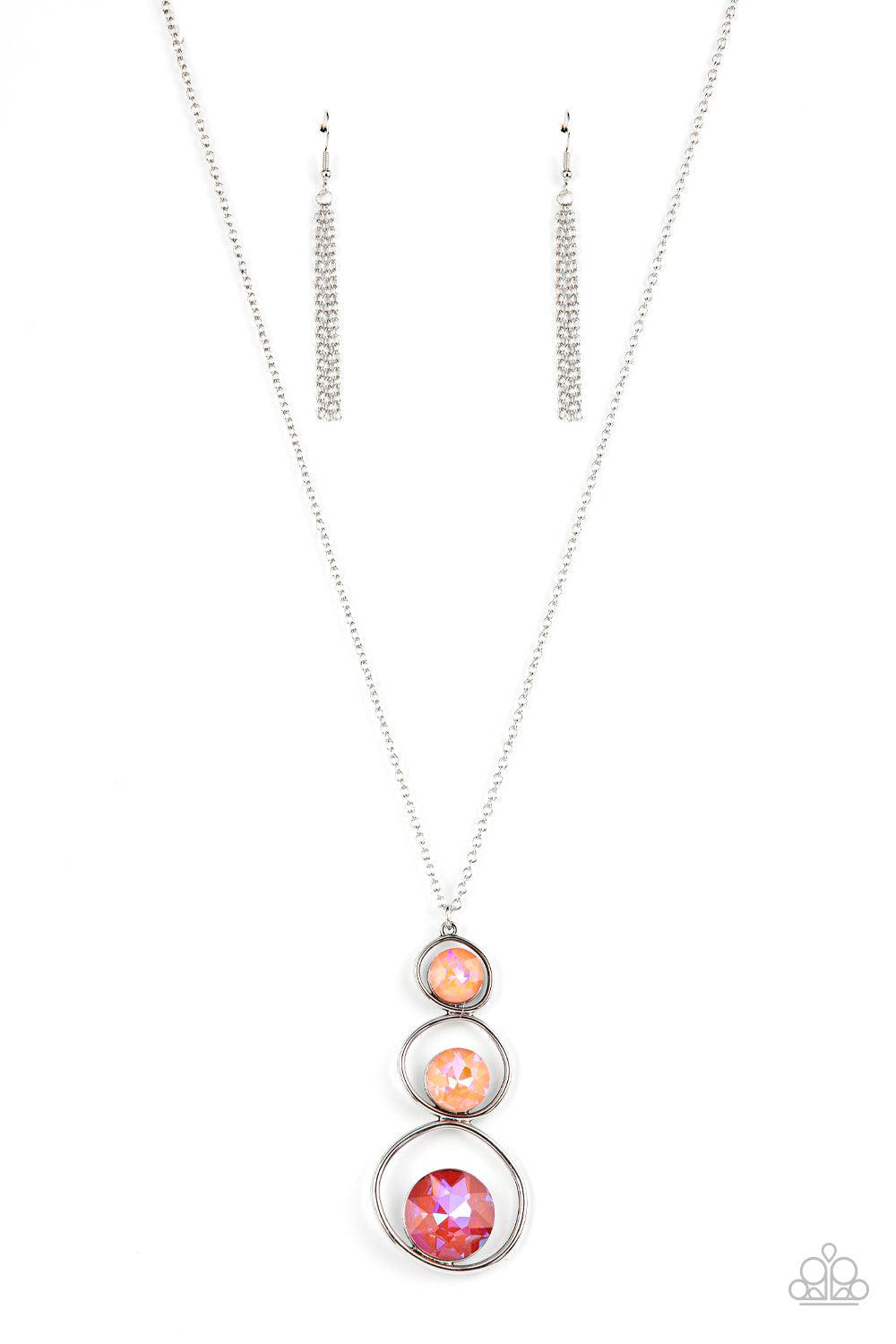 Celestial Courtier Coral Orange Gem Necklace - Paparazzi Accessories- lightbox - CarasShop.com - Paparazzi Jewelry by Cara Jewels