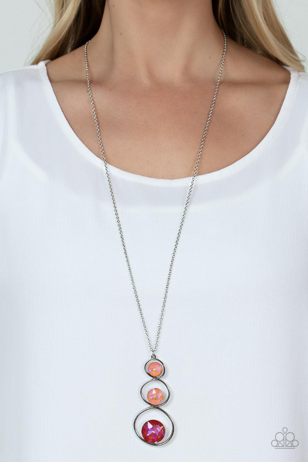 Celestial Courtier Coral Orange Gem Necklace - Paparazzi Accessories- lightbox - CarasShop.com - Paparazzi Jewelry by Cara Jewels