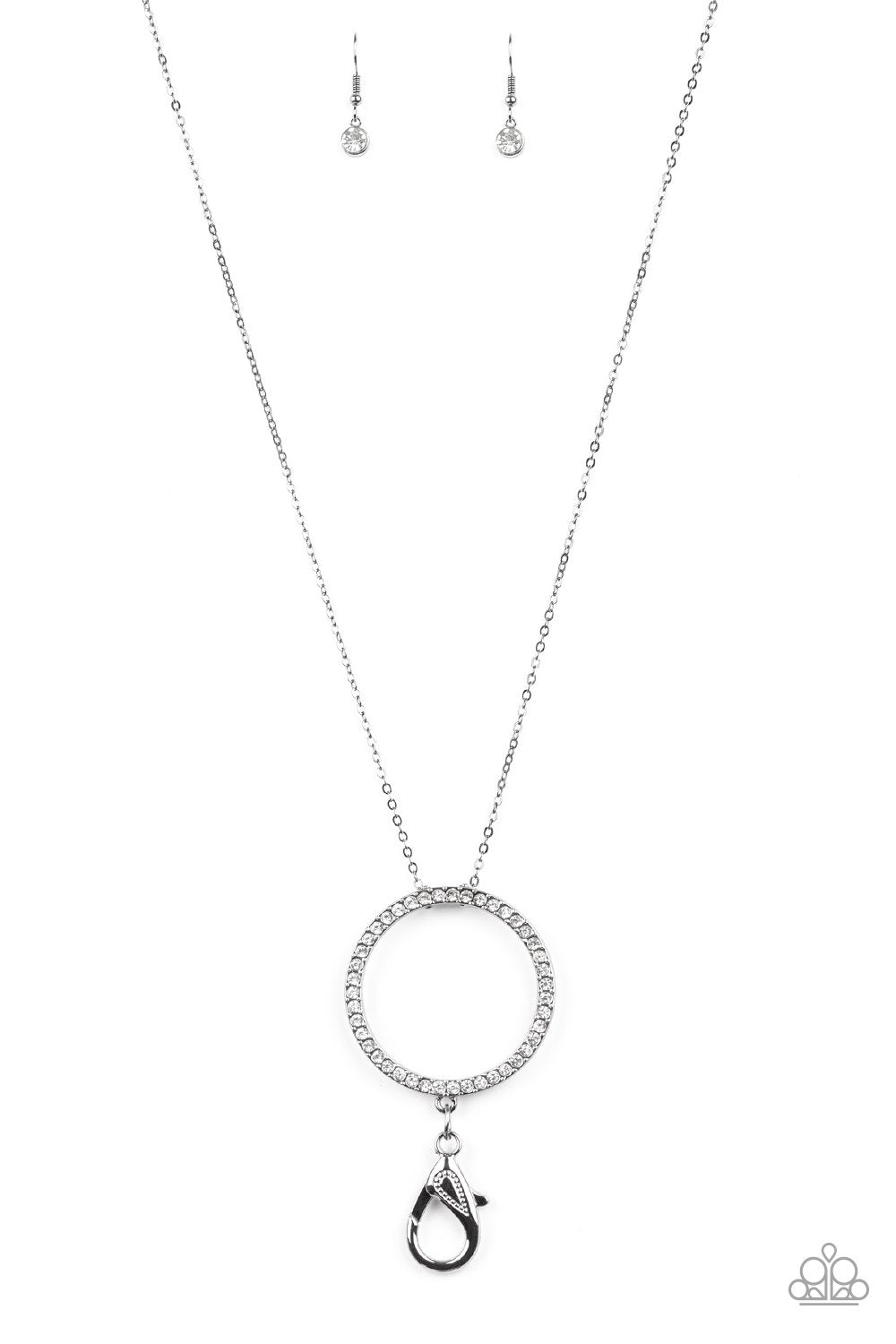 Center of Attention Black Rhinestone Lanyard Necklace - Paparazzi Accessories- lightbox - CarasShop.com - Paparazzi Jewelry by Cara Jewels