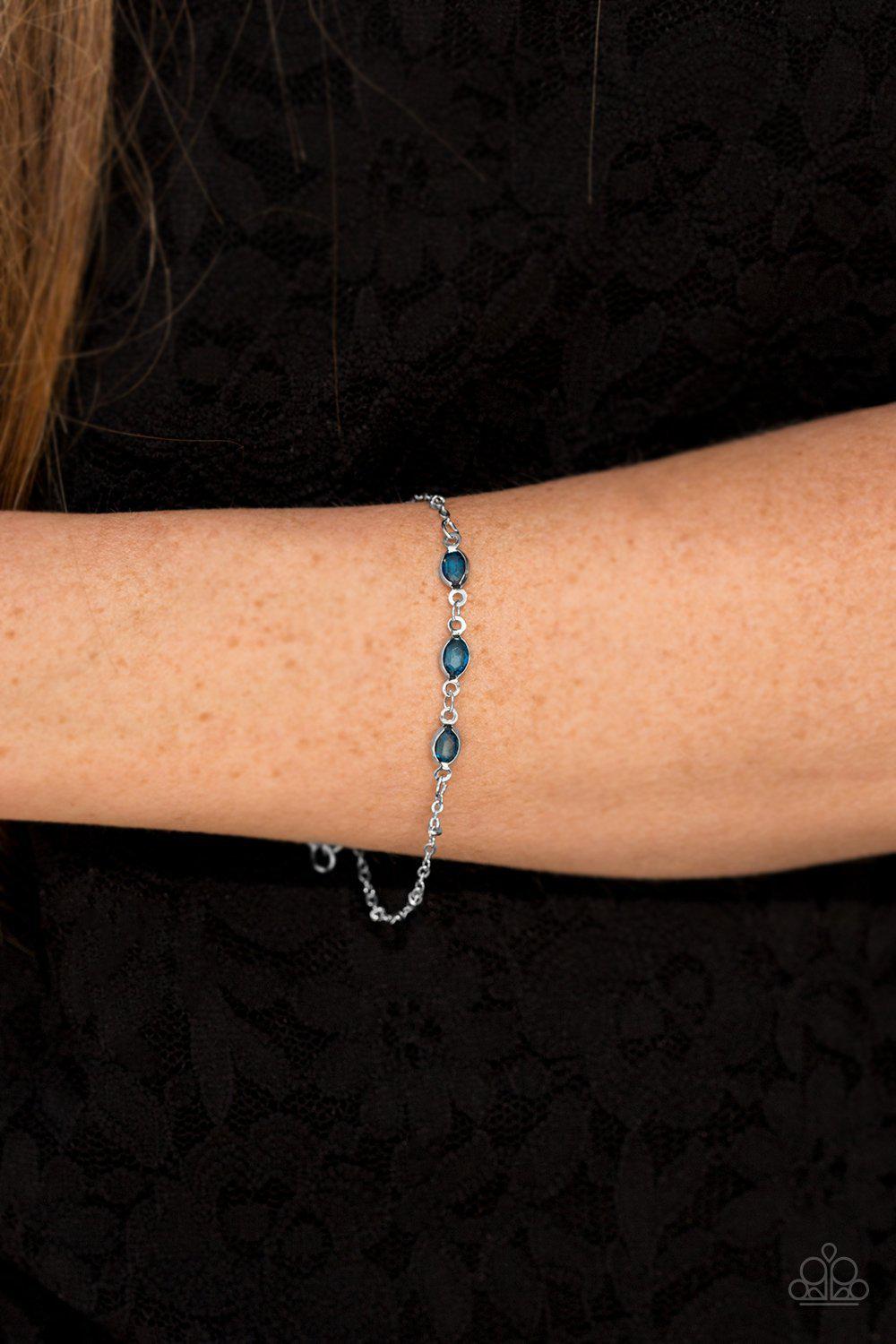 Center Stage Chic Blue Bracelet - Paparazzi Accessories- on model - CarasShop.com - Paparazzi Jewelry by Cara Jewels