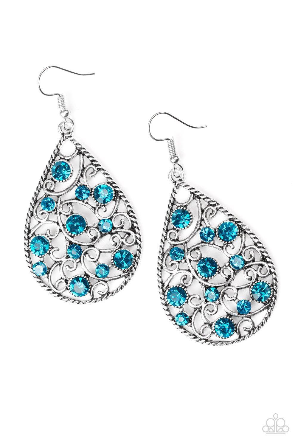 Certainly Courtier Blue Teardrop Earrings - Paparazzi Accessories- lightbox - CarasShop.com - Paparazzi Jewelry by Cara Jewels
