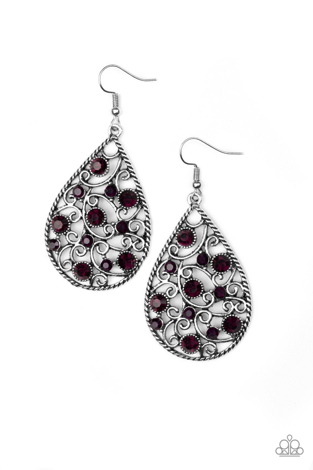 Certainly Courtier Purple Earrings - Paparazzi Accessories- lightbox - CarasShop.com - Paparazzi Jewelry by Cara Jewels