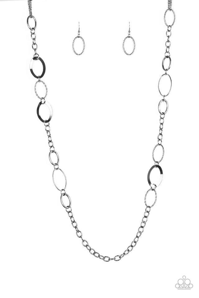 Chain Cadence Black Gunmetal Necklace - Paparazzi Accessories- lightbox - CarasShop.com - Paparazzi Jewelry by Cara Jewels