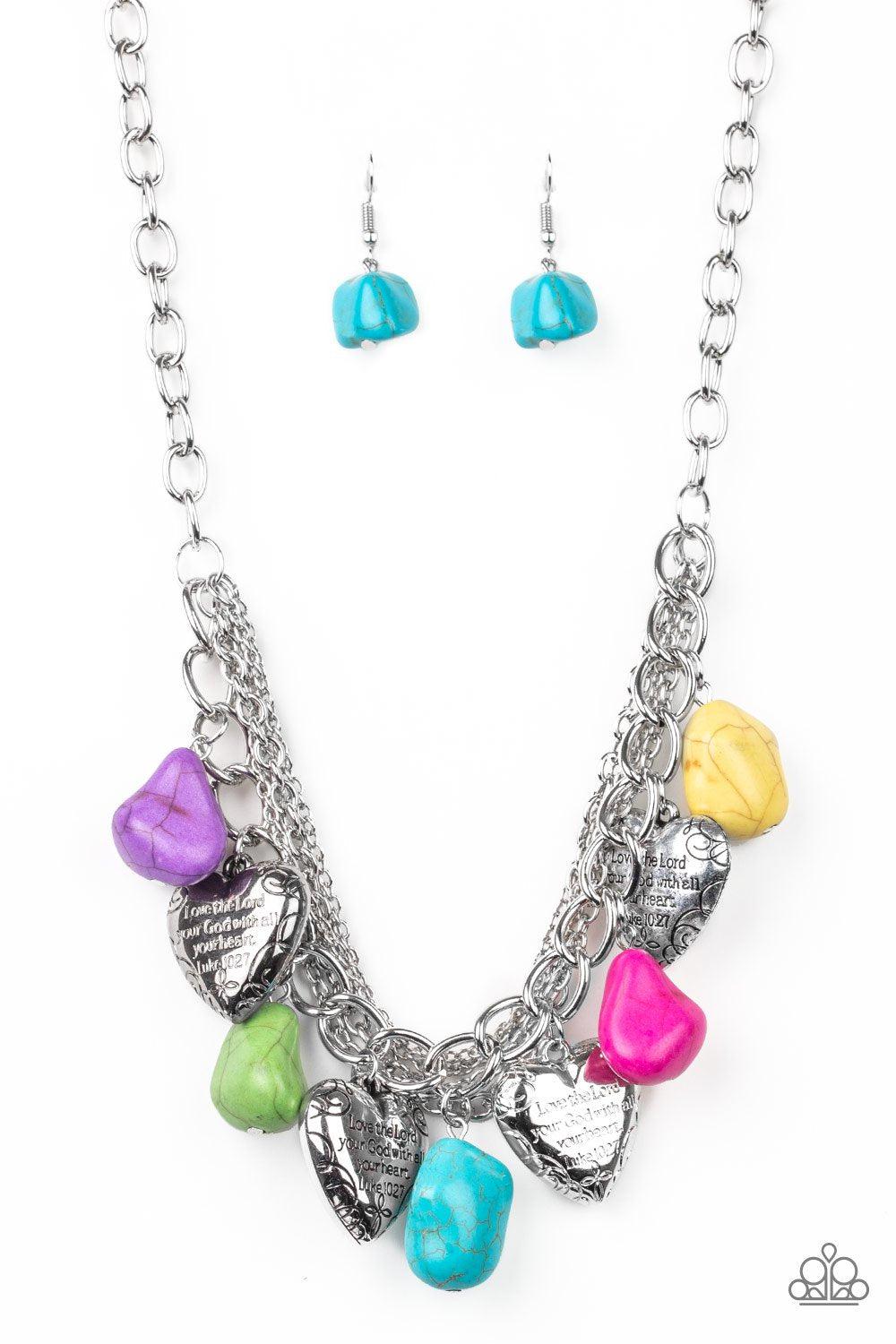 Change of Heart Multicolored Stone Necklace - Paparazzi Accessories- lightbox - CarasShop.com - Paparazzi Jewelry by Cara Jewels