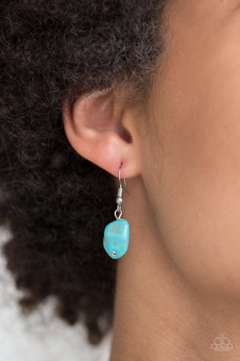 Change of Heart Turquoise Blue Stone and Silver Heart Necklace - Paparazzi Accessories - free matching earrings -CarasShop.com - Paparazzi Jewelry by Cara Jewels