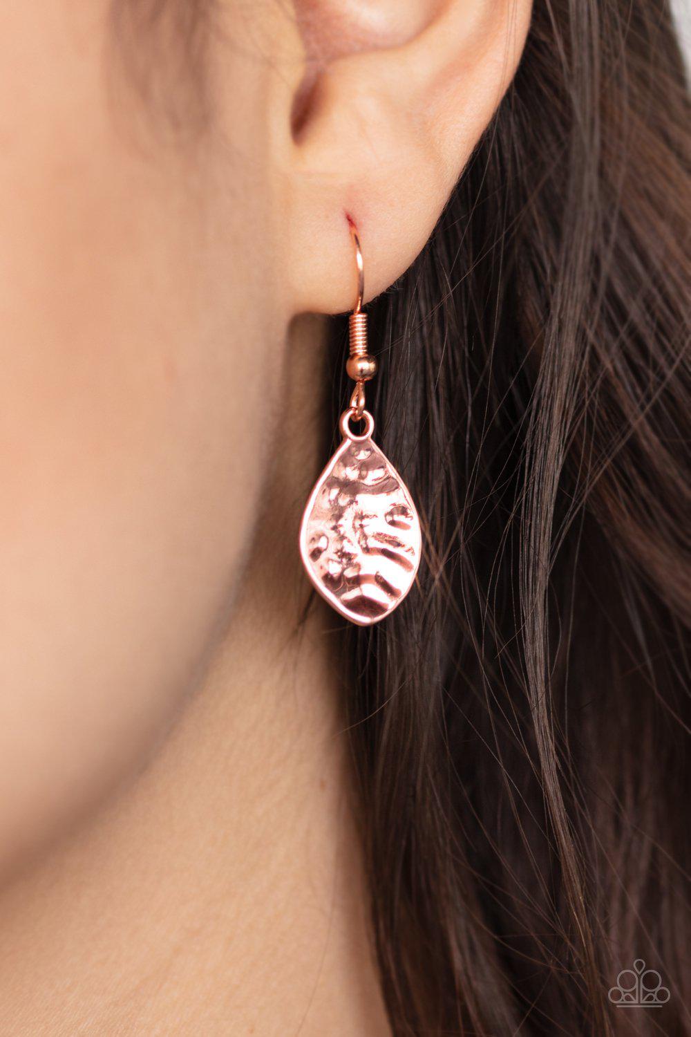 Changing Leaves Copper Leaf Necklace - Paparazzi Accessories - free matching earrings -CarasShop.com - Paparazzi Jewelry by Cara Jewels