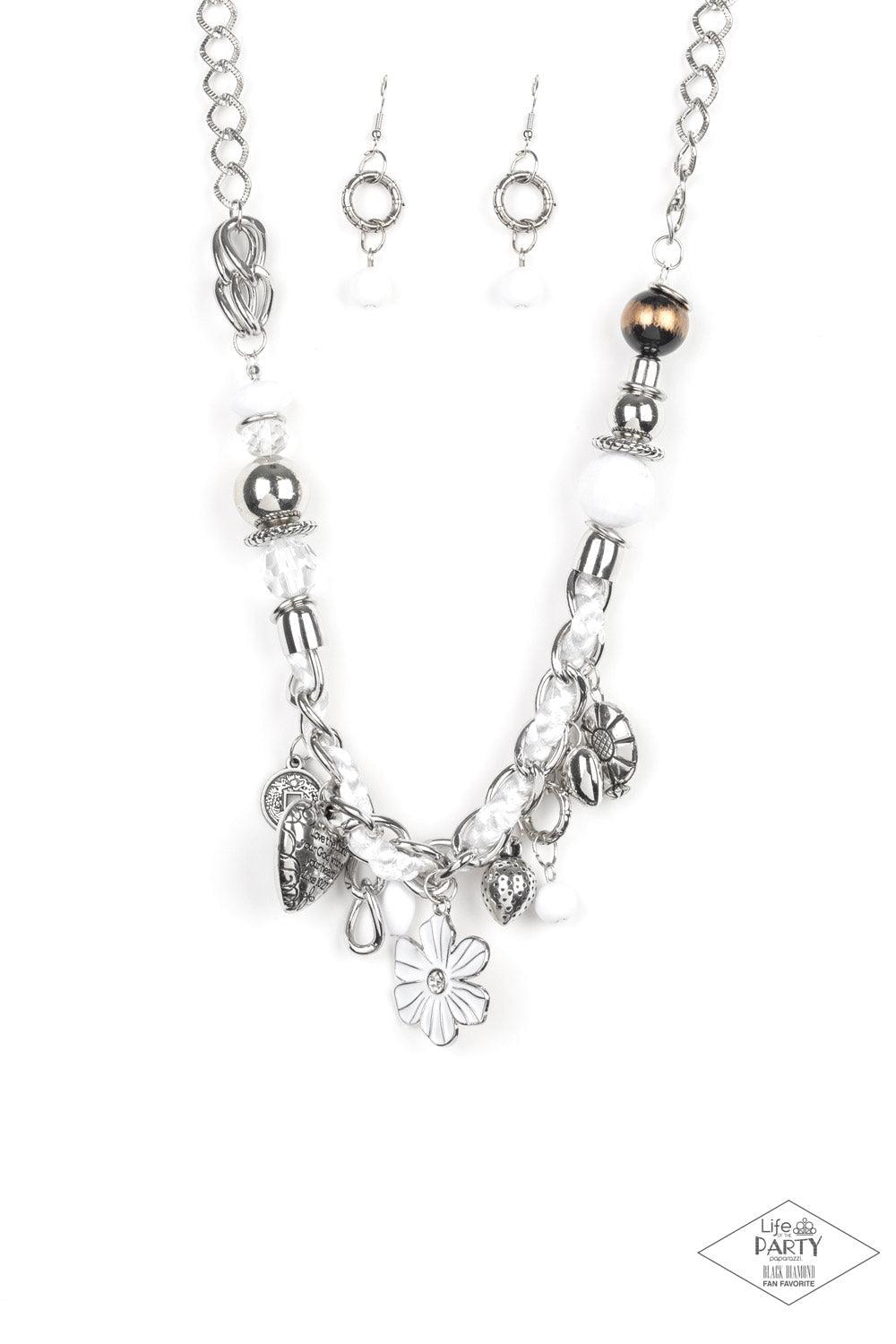 Charmed I Am Sure White Necklace - Paparazzi Accessories- lightbox - CarasShop.com - Paparazzi Jewelry by Cara Jewels