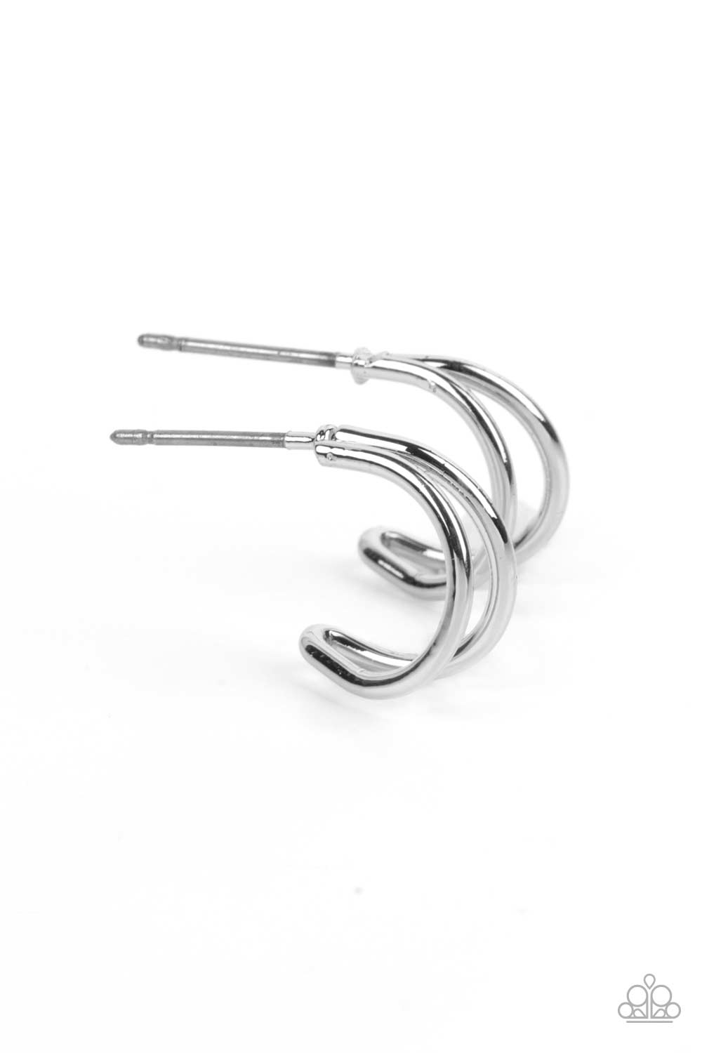 Charming Crescents Silver Hoop Earrings - Paparazzi Accessories- lightbox - CarasShop.com - Paparazzi Jewelry by Cara Jewels