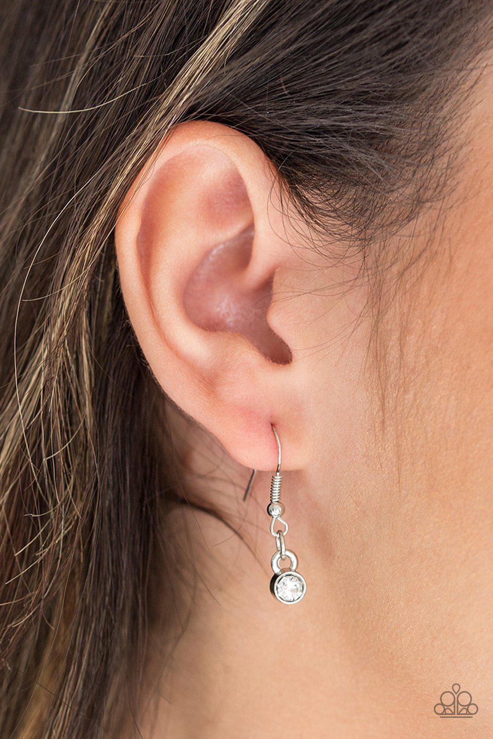 Charmingly Casanova White Heart Lanyard Necklace - Paparazzi Accessories - free matching earrings -CarasShop.com - Paparazzi Jewelry by Cara Jewels